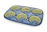 Polish Pottery Odyssey Muffin Pan