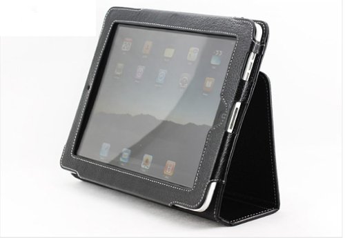 Pyrus Electronics (TM) Genuine Leather Case Folio Apple Ipad 1 Tablet wifi 3G Model 16gb - 32gb - 64gb (Executive Black)