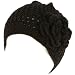 Crochet Flower Vent Knit Beanie Skull Winter Hat Black