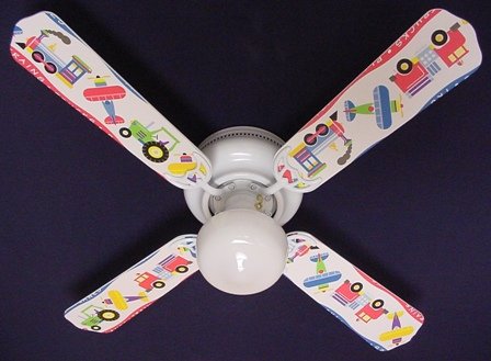 airplane light fixtures-Kids Planes Trains and Trucks Ceiling Fan (White) (12.5