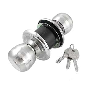Bathroom Door Silver Tone Privacy Metal Knob Lock Keys - Door Lock ...