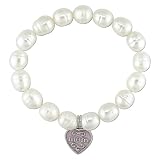 Elastic Natural-Shape Freshwater Pearl Bracelet with Mom Heart Charm