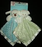 2 Pack Blankets and Beyond Nunu Best Friends Minky Dot Green Bear and Blue Dog Lovey Blankets