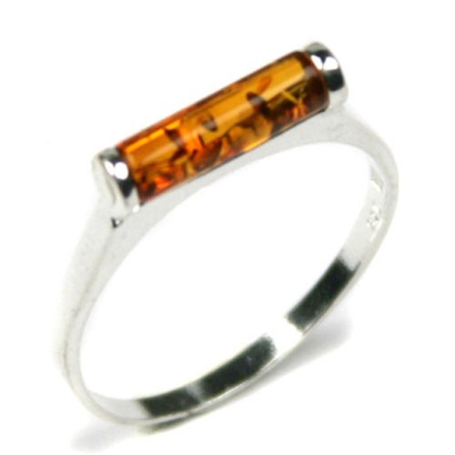 Baltic Honey Amber and Sterling Silver Barrel Ring Sizes 5,6,7,8,9,10,11,12