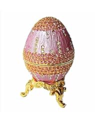 Rose Pink Swarovski Crystals Faberge style Egg Box with Ring Insert Figurine