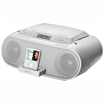Sony Boombox with CD Player, AM/FM Radio, and iPod Dock (White)