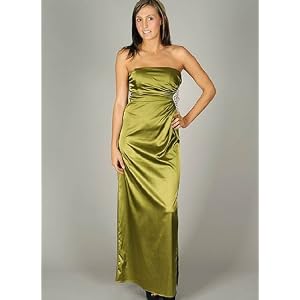 Silky Strapless Rhinestone Trim Formal for Bridesmaid Formal Prom
