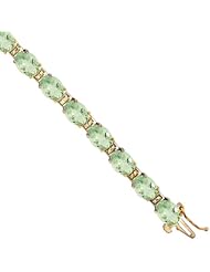 10K Yellow Gold Natural Green Amethyst Oval Tennis Bracelet 5x7 mm stones, 7 inches