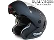 DOT APPROVED - MOTORCYCLE FLIP UP MODULAR HELMET DUAL VISOR (CLEAR & SMOKE) MATTE FLAT BLACK SPORT STREET BIKE CRUISER SNOWMOBILE HELMET - MEDIUM