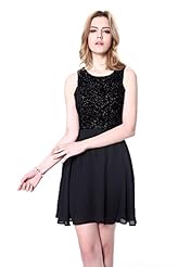 Chiffon 3/4 Sleeves Mesh  Dress