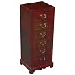 Handmade Oriental Furniture - 36" Antique Style Red Leather Accent / Hall Table