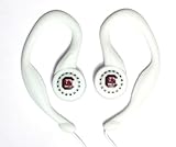 University of South Carolina SportClip Earphones with Wind Up Storage Case for MP3, CD, DVD Players, White