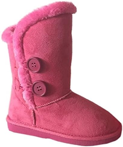 Arnina AMBER-2 kids girls Boots Furry Faux Suede Fur Lined Button Winter Bootie Pink 10