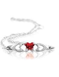 Butterfly Form Red Special Shape Cubic Zirconia Bracelet in Gold - 14kt White