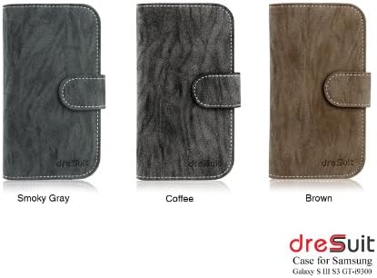 DreSuit Pu Leather Case for Samsung Galaxy S3 Siii Gt-i9300 High Quality with Free Premium Clear Screen Protector,High Quality Wallet Magnetic Case Flip Cover Stand with Money Sleeve Credit Cards Holder (Brown)