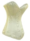 Ivory Satin Fully Steel Boned Extra Long Bridal Wedding Corset with Suspenders