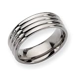 Titanium Grooved 8mm Polished Comfort Fit Wedding Band (Size 6-13)