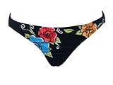 Rampage Black Beaded Flower Swimsuit-bottom S