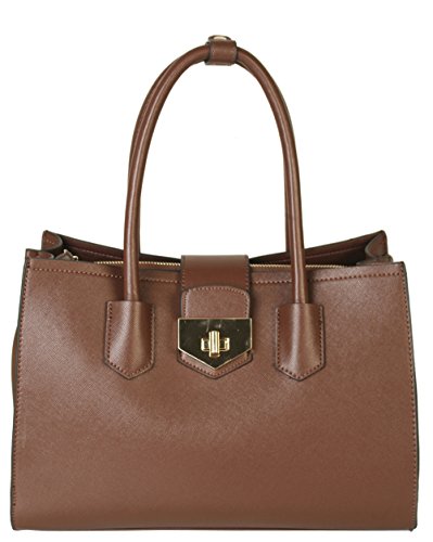 Mllecoco Ladies High-end Fashion Structured Turn Lock Divided Compartments Tote Bag Handbag ML-2738 (Coffee)