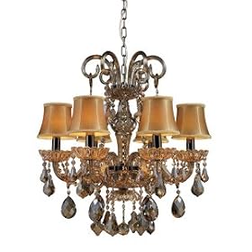 ELK Lighting 24001-6 Jolianne 6 Light Single Tier Chandelier in Black Nickel with Tan... by ELK Lighting