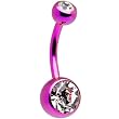 Solid Titanium Pink Double Gem Belly Ring