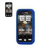 New Fashionable Perfect Fit Soft Silicon Gel Protector Skin Cover (Faceplate/Snap On) Rubber Cell Phone Case with Screen Protector for HTC Droid Eris ADR6200 Verizon - Navy