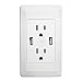 Bestface Wall Outlet 2A High Speed USB Charger Receptacle 15A Tamper Proof Safety Outlet