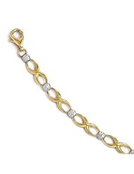 10k rhodium plated yellow gold Leslies Two Tone Diamond cut Bracelet