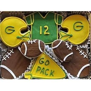 Green Bay Packer Football Hand Decorated Sugar Cookies by Wisconsinmade