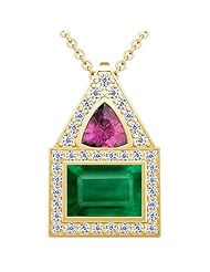 18K Yellow Gold Emerald Cut Emerald And Diamond Pendant (GIA Certificate)