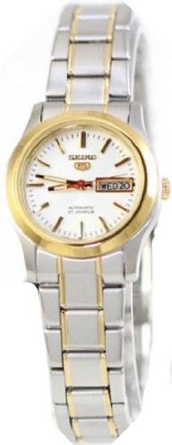 Seiko 5 Two Tone Stainless Steel Case and Bracelet White DIal Day and Date