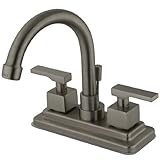 Kingston Brass KS8668QLL Executive 4-Inch Twin Lever Handle Centerset Lavatory Faucet, Satin Nickel 