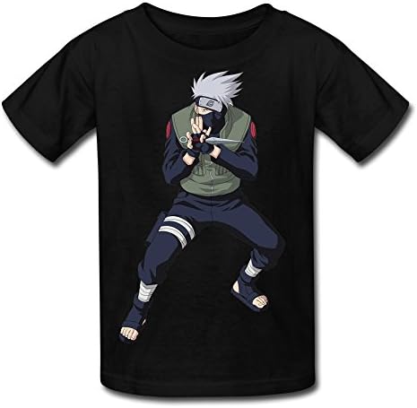 QDJT Youth Kakashi Kids Boys And Girls T-Shirt - M Black