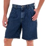 Wrangler Big Mens Pleated Elastic Angler Short - Dark Stonewash