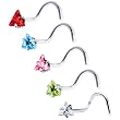 18 Gauge Stainless Steel Triangular CZ Nose Ring Pack