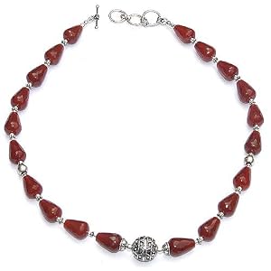 Handmade Gemstone Jewelry Silver Carnelian Necklace 18.50 inches (gnklc236)
