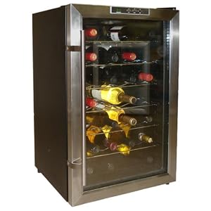 Vinotemp VT-28TEDS Thermo-Electric Digital 28-Bottle Wine Chiller, Black and Stainless