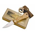 Eka Messer EKA Taschenmesser Masur, Stahl 12C27, Maserbirke, mit Elchleder-Etui 247310