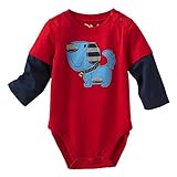 Ochine 新生児　幼児　男の子 子供服 かわいい　ロンパース　子供服 長袖 カバーオール ４色選べる (24M, レッド)