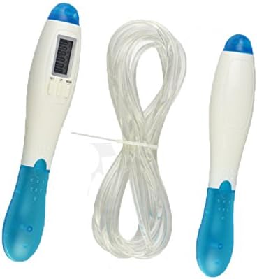 Zadie Jump Rope with Digital Counter for Children & Adult,Weight fitness test (White and blue)