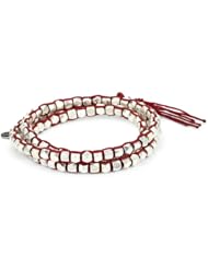 M.Cohen Hand made Designs Large Silver Beads On Red Waxed Cord Triple Wrap Bracelet