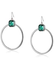 Kenneth Cole New York "Geometric Pave" Green Square Bead Gypsy Hoop Earrings
