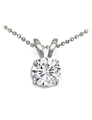 0.25 Carat (ctw) Sparkling 14k White Gold Brilliant Round Diamond Solitaire Pendant