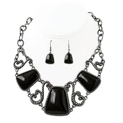 Hematite Black Stone Metal Casting Fashion Necklace Set