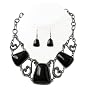 Hematite Black Stone Metal Casting Fashion Necklace Set