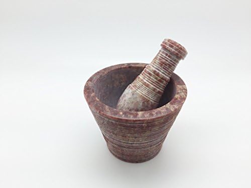 Mortar and Pestle Hand Crafted Natural Soapstone Groover Cut Design