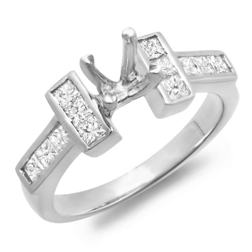 0.50 Carat (Ctw) 14k White Gold Princess Diamond Ladies Bridal Engagement Semi Mount Ring (No Center Stone) 0.50 Carat (Ctw) 14k White Gold Princess Diamond Ladies Bridal Engagement Semi Mount Ring (No Center Stone)