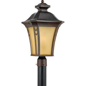 Quoizel NF9012TB Norfolk 23-Inch Extra Large Post Lantern with Amber Glass, Terra Bronze by 