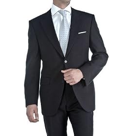 Premium Herrenanzug von Marcell Sanders. Tuch Marzotto Super 140 Schurwolle. Schwarz