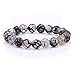 Qitian 10mm Onyx Gem Stone Beads Unisex Bracelets Stretch Handmade Elastic Bracelet Set of 5